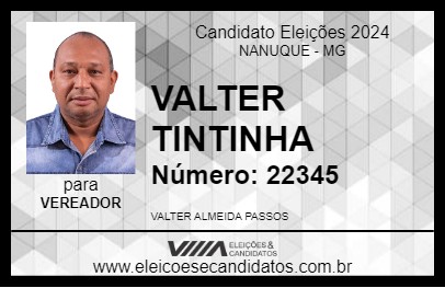 Candidato VALTER TINTINHA 2024 - NANUQUE - Eleições