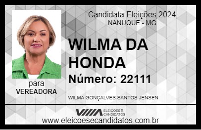 Candidato WILMA DA HONDA 2024 - NANUQUE - Eleições