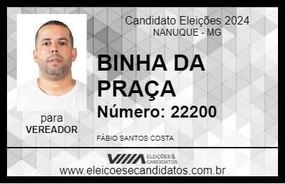 Candidato BINHA DA PRAÇA 2024 - NANUQUE - Eleições