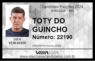 Candidato TOTY DO GUINCHO 2024 - NANUQUE - Eleições