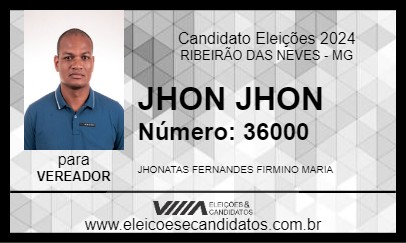 Candidato JHON JHON 2024 - RIBEIRÃO DAS NEVES - Eleições