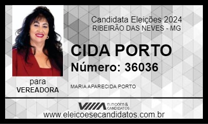 Candidato CIDA PORTO 2024 - RIBEIRÃO DAS NEVES - Eleições