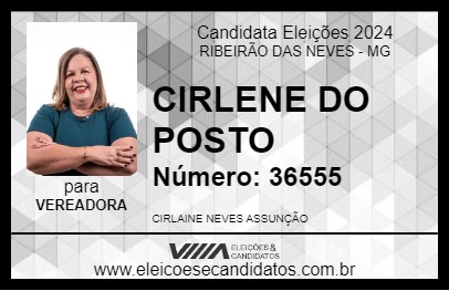 Candidato CIRLAINE DO POSTO 2024 - RIBEIRÃO DAS NEVES - Eleições