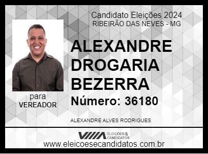 Candidato ALEXANDRE DROGARIA BEZERRA 2024 - RIBEIRÃO DAS NEVES - Eleições