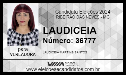 Candidato LAUDICEIA 2024 - RIBEIRÃO DAS NEVES - Eleições