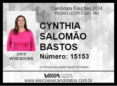 Candidato CYNTHIA SALOMÃO BASTOS 2024 - PEDRO LEOPOLDO - Eleições