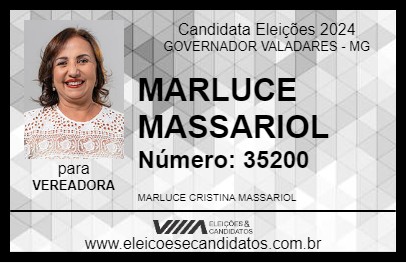 Candidato MARLUCE MASSARIOL 2024 - GOVERNADOR VALADARES - Eleições