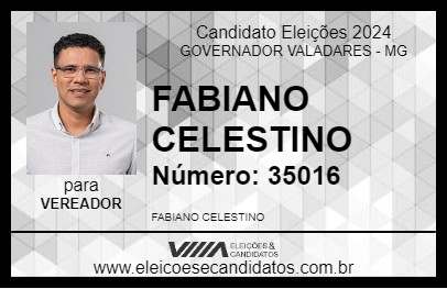 Candidato FABIANO CELESTINO 2024 - GOVERNADOR VALADARES - Eleições