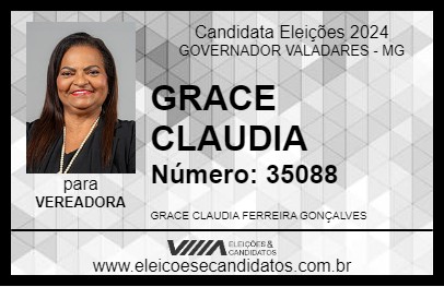 Candidato GRACE CLAUDIA 2024 - GOVERNADOR VALADARES - Eleições