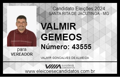 Candidato VALMIR GEMEOS 2024 - SANTA RITA DE JACUTINGA - Eleições