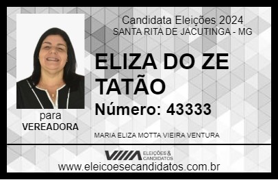 Candidato ELIZA DO ZE TATÃO 2024 - SANTA RITA DE JACUTINGA - Eleições