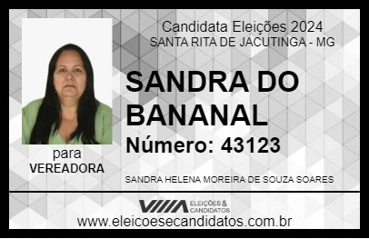 Candidato SANDRA DO BANANAL 2024 - SANTA RITA DE JACUTINGA - Eleições