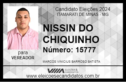 Candidato NISSIN DO CHIQUINHO 2024 - ITAMARATI DE MINAS - Eleições