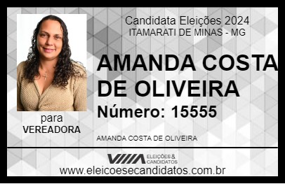 Candidato AMANDA COSTA DE OLIVEIRA 2024 - ITAMARATI DE MINAS - Eleições