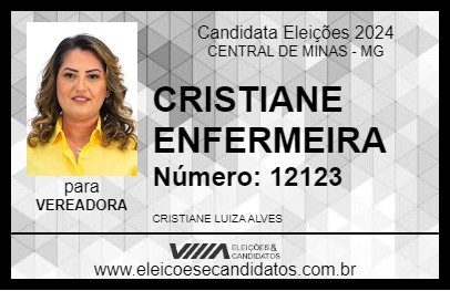 Candidato CRISTIANE ENFERMEIRA 2024 - CENTRAL DE MINAS - Eleições