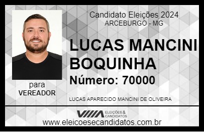 Candidato LUCAS MANCINI BOQUINHA 2024 - ARCEBURGO - Eleições