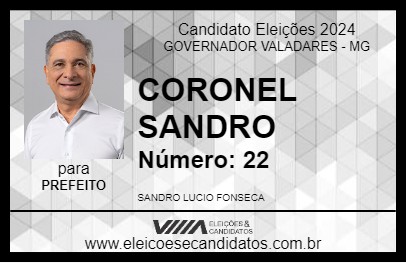 Candidato CORONEL SANDRO 2024 - GOVERNADOR VALADARES - Eleições