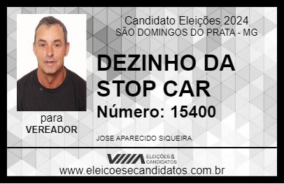 Candidato DEZINHO DA STOP CAR 2024 - SÃO DOMINGOS DO PRATA - Eleições