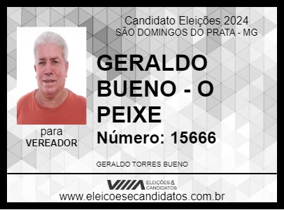 Candidato GERALDO BUENO  - O PEIXE 2024 - SÃO DOMINGOS DO PRATA - Eleições