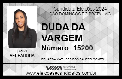 Candidato DUDA DA VARGEM 2024 - SÃO DOMINGOS DO PRATA - Eleições