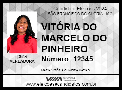 Candidato VITÓRIA DO MARCELO DO PINHEIRO 2024 - SÃO FRANCISCO DO GLÓRIA - Eleições