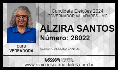 Candidato ALZIRA SANTOS 2024 - GOVERNADOR VALADARES - Eleições