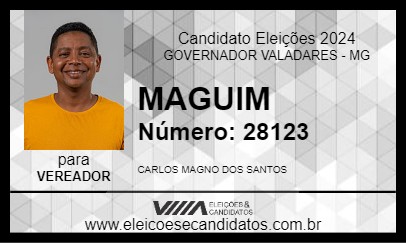 Candidato MAGUIM 2024 - GOVERNADOR VALADARES - Eleições