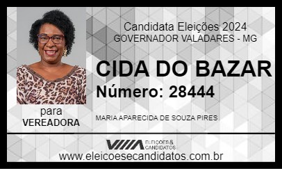 Candidato CIDA DO BAZAR 2024 - GOVERNADOR VALADARES - Eleições