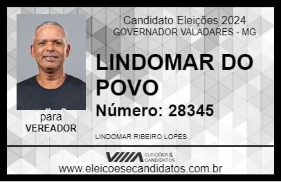 Candidato LINDOMAR DO POVO 2024 - GOVERNADOR VALADARES - Eleições