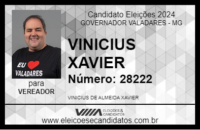 Candidato VINICIUS XAVIER 2024 - GOVERNADOR VALADARES - Eleições