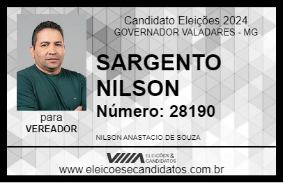 Candidato SARGENTO NILSON 2024 - GOVERNADOR VALADARES - Eleições