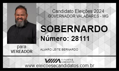 Candidato SOBERNARDO 2024 - GOVERNADOR VALADARES - Eleições