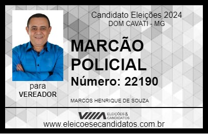 Candidato MARCÃO POLICIAL 2024 - DOM CAVATI - Eleições