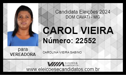 Candidato CAROL VIEIRA 2024 - DOM CAVATI - Eleições