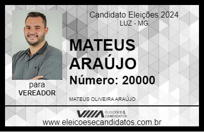 Candidato MATEUS ARAÚJO 2024 - LUZ - Eleições