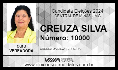 Candidato CREUZA SILVA 2024 - CENTRAL DE MINAS - Eleições