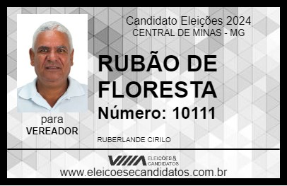 Candidato RUBÃO DE FLORESTA 2024 - CENTRAL DE MINAS - Eleições