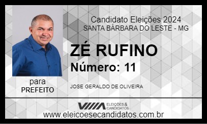 Candidato ZÉ RUFINO 2024 - SANTA BÁRBARA DO LESTE - Eleições