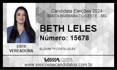 Candidato BETH LELES 2024 - SANTA BÁRBARA DO LESTE - Eleições