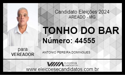 Candidato TONHO DO BAR 2024 - AREADO - Eleições