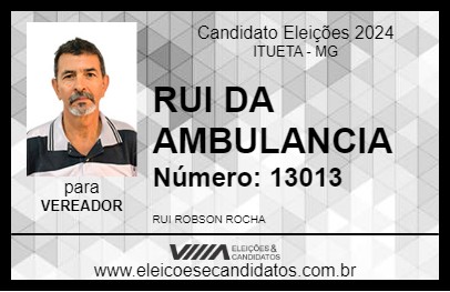 Candidato RUI DA AMBULANCIA 2024 - ITUETA - Eleições