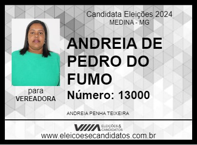 Candidato ANDREIA DE PEDRO DO FUMO 2024 - MEDINA - Eleições