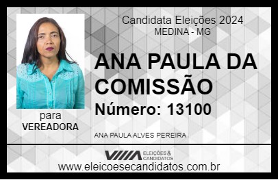 Candidato ANA PAULA DA COMISSÃO 2024 - MEDINA - Eleições