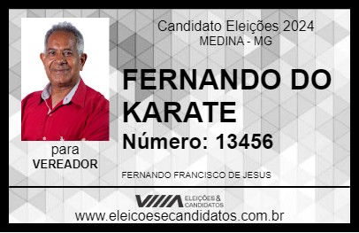 Candidato FERNANDO DO KARATE 2024 - MEDINA - Eleições