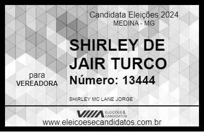 Candidato SHIRLEY DE JAIR TURCO 2024 - MEDINA - Eleições