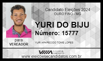 Candidato YURI DO BIJU 2024 - OURO FINO - Eleições