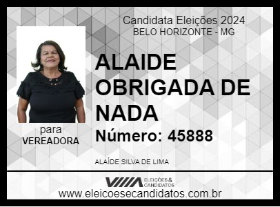 Candidato ALAIDE OBRIGADA DE NADA 2024 - BELO HORIZONTE - Eleições