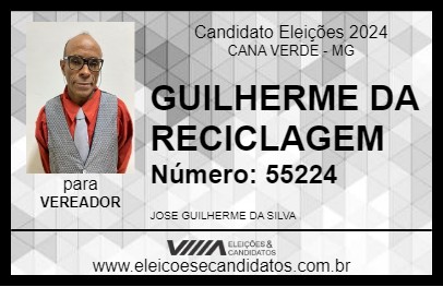 Candidato GUILHERME DA RECICLAGEM 2024 - CANA VERDE - Eleições