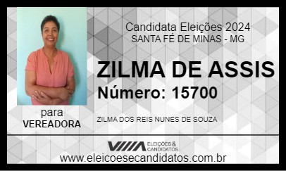 Candidato ZILMA DE ASSIS 2024 - SANTA FÉ DE MINAS - Eleições