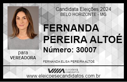 Candidato FERNANDA PEREIRA ALTOÉ 2024 - BELO HORIZONTE - Eleições